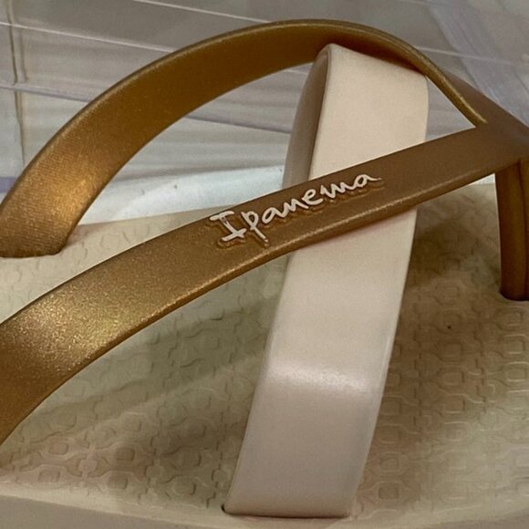 Ipanema Kirei Flip Flops Women’s Size 9 Nude/Gold Brazilian Eco-Friendly Sandal - Picture 3 of 7